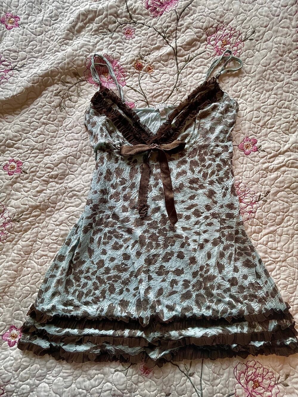 blue and brown y2k babydoll slip top